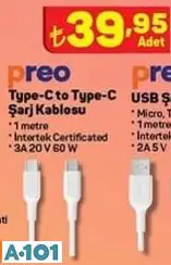 PREO TYPE-C ŞARJ KABLOSU PREO TYPE-C ŞARJ KABLOSU